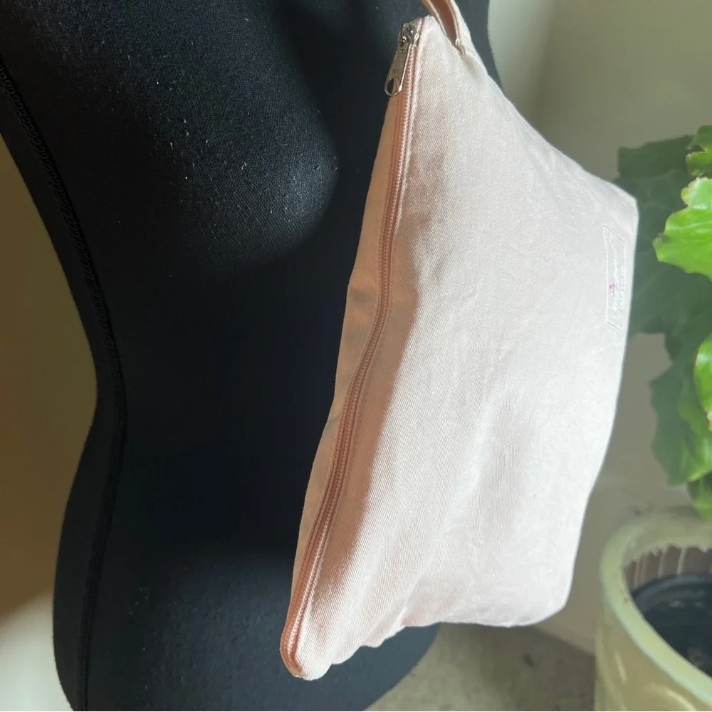 Lily Juliet Pale Pink Makeup Pouch Bag with White Monogram Embroidered “D” NEW